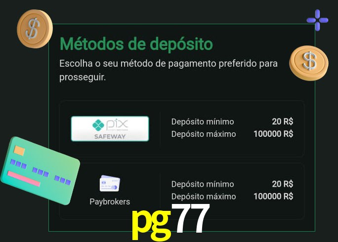 O cassino pg77 oferece uma grande variedade de métodos de pagamento